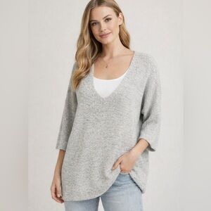 EXPRESS heather grey v-neck dolman high / low sweater - Sz M
